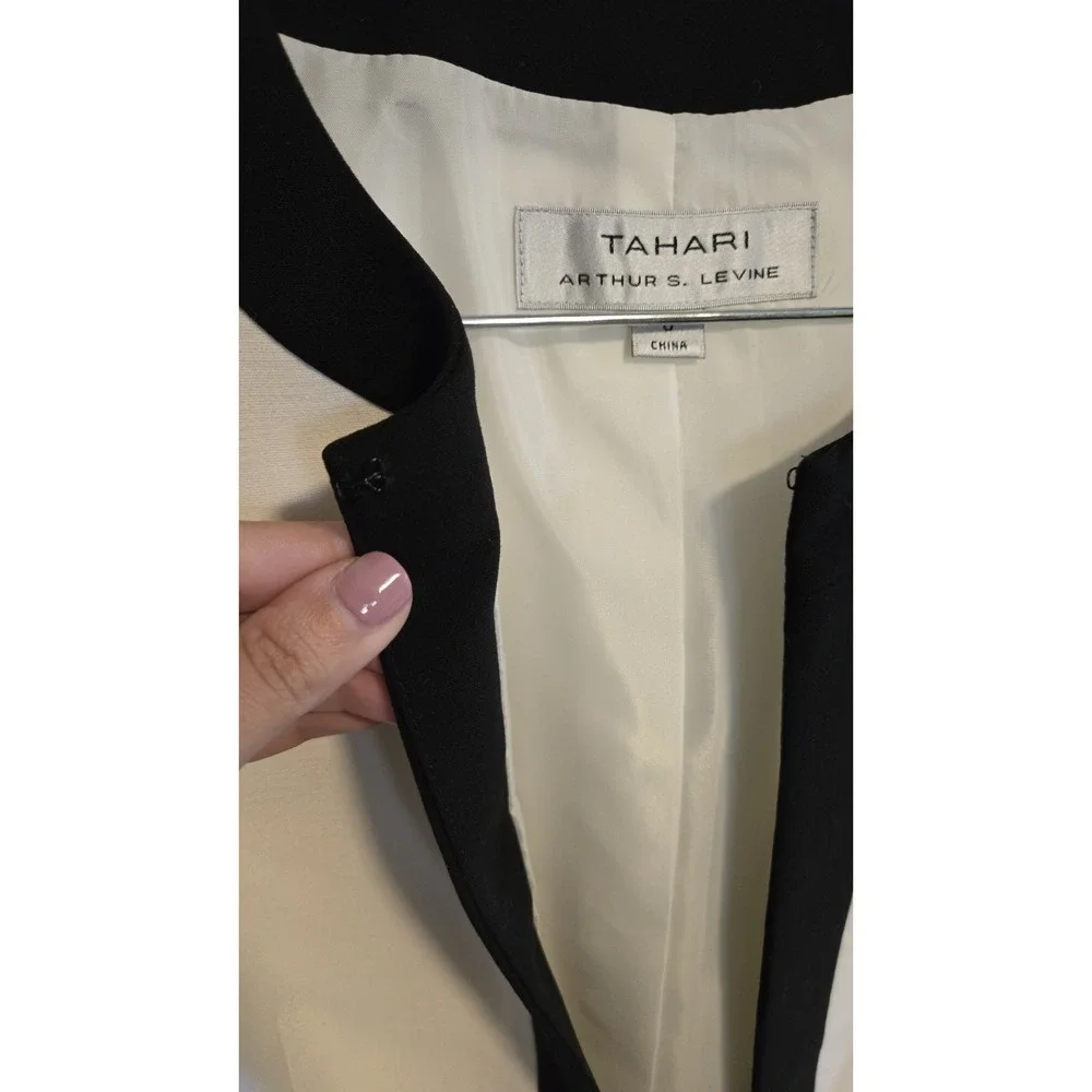 Tahari Arthur S. Levine Women's Jacket Size 8 White Black Lace Trim Career - Picture 5 of 7